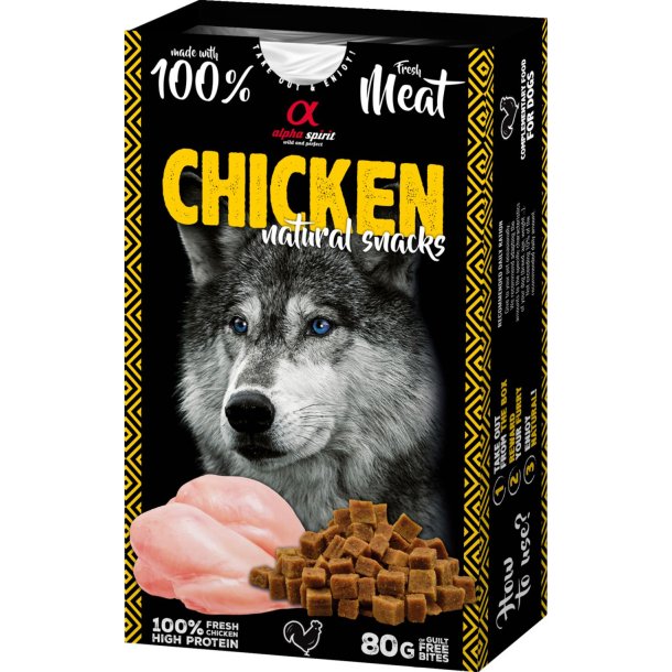 Alpha spirit naturals hundegodbidder med kylling 80g