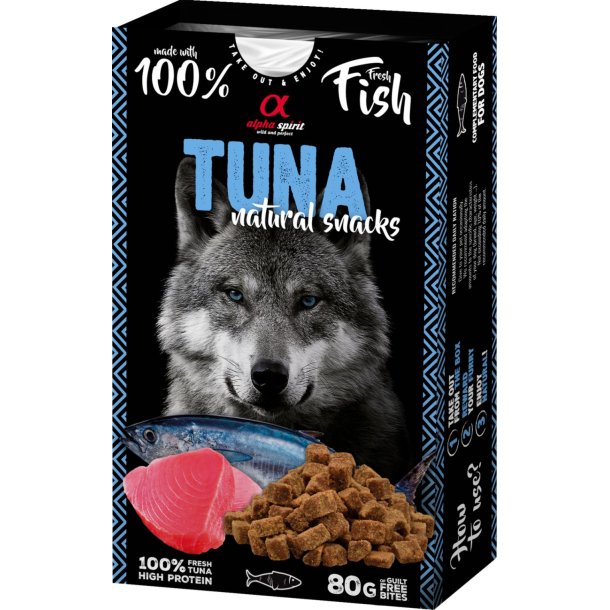 Alpha spirit naturals hundegodbidder med tun 80g