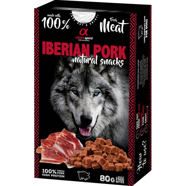 Alpha spirit naturals hundegodbidder med gris 80g