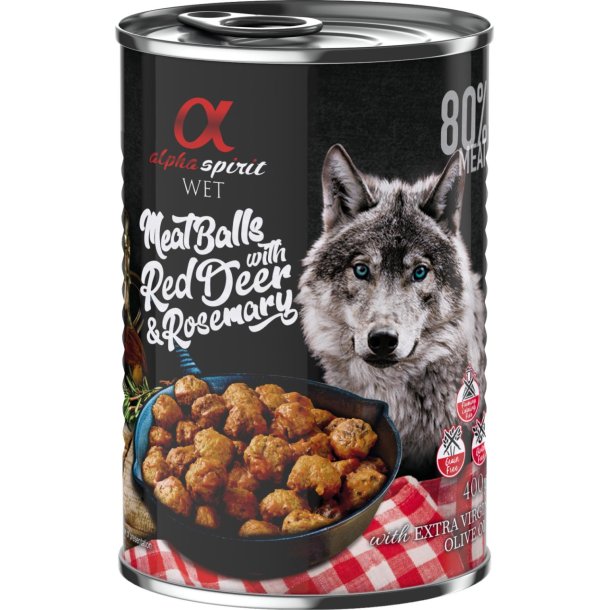 Alpha Spirit kdboller med kronhjort og rosmarin 400g