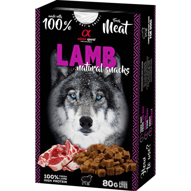 Alpha spirit naturals hundegodbidder med lam 80g
