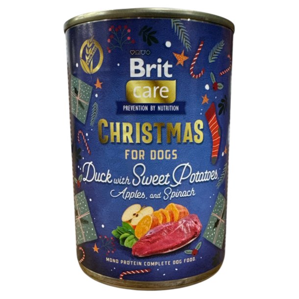 Brit christmas v�dfoder med and, s�d kartoffel, �bler og spinat 400g