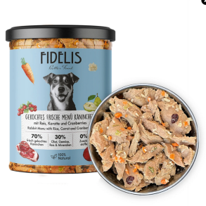 Fidelis cooked fresh kanin med ris, gulerdder og tranebr 800g