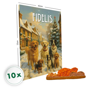Fidelis XL julekalender med 24 lger hunde i juleby 1stk