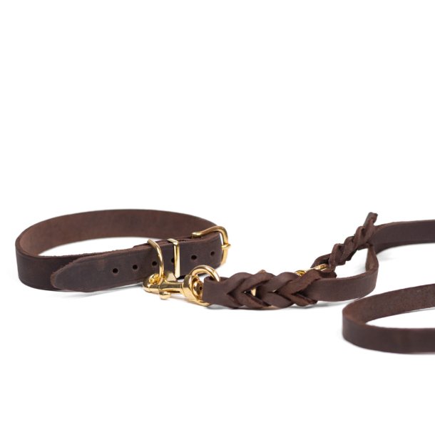 Walk it brunt halsbnd m/ messing