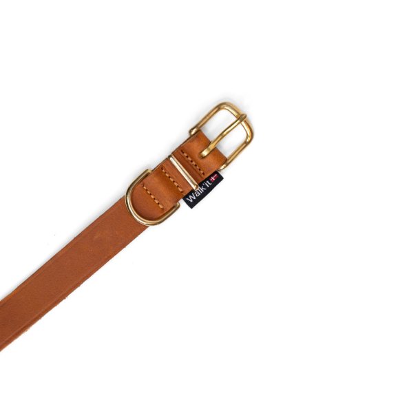 Walk it cognac lderhalsbnd m/ messing
