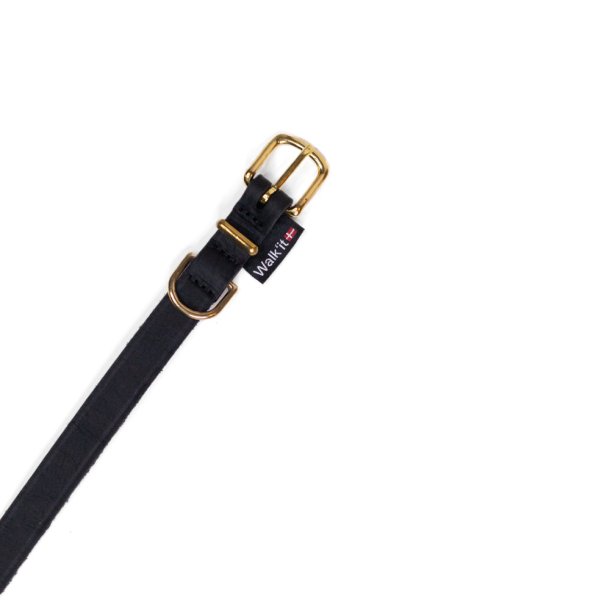 Walk it sort lderhalsbnd m/ messing