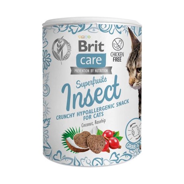 Brit kattegodbidder med insekt og superfruits 100g