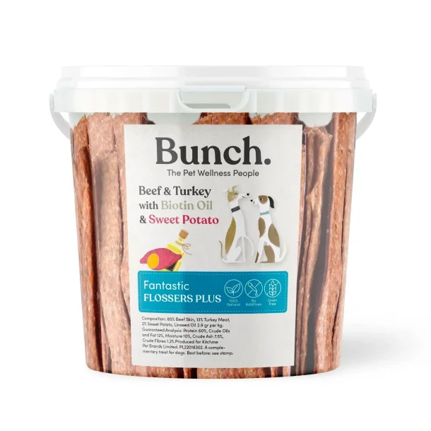 Bunch fantastic flossers med okse, kalkun, sd kartoffel og biotin 500g