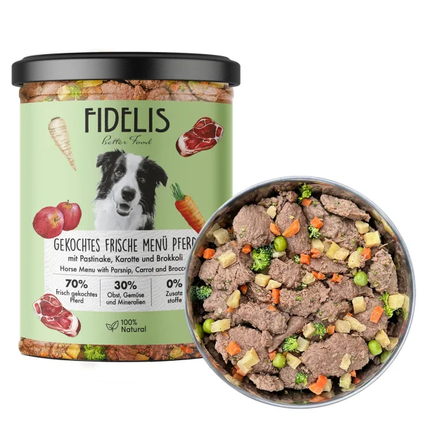 Fidelis cooked fresh med hest, pastinak, gulerd og broccoli 400g